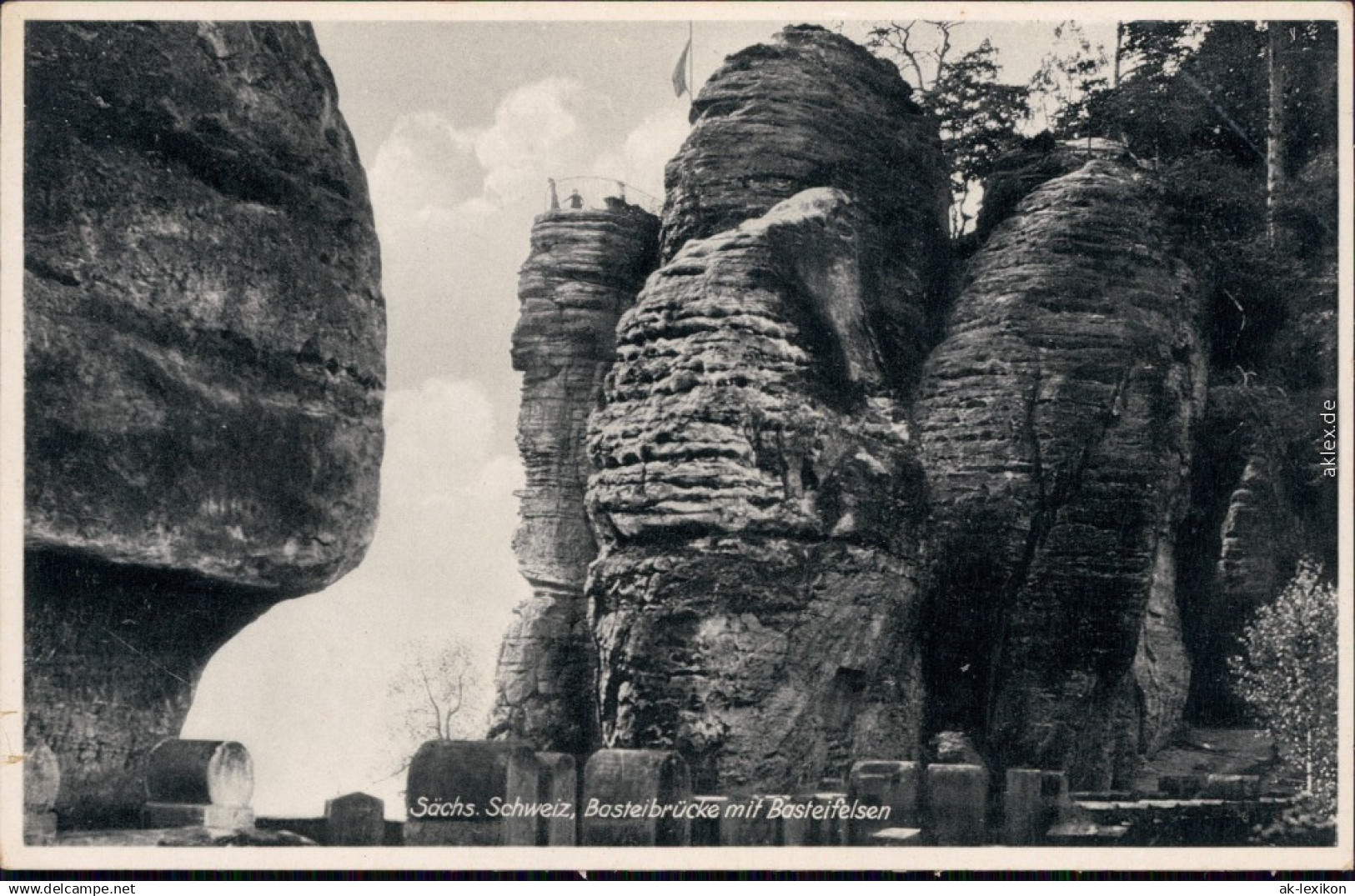 Ansichtskarte Lohmen (Sachsen) Basteibrücke Mit Basteifelsen 1935 - Andere & Zonder Classificatie