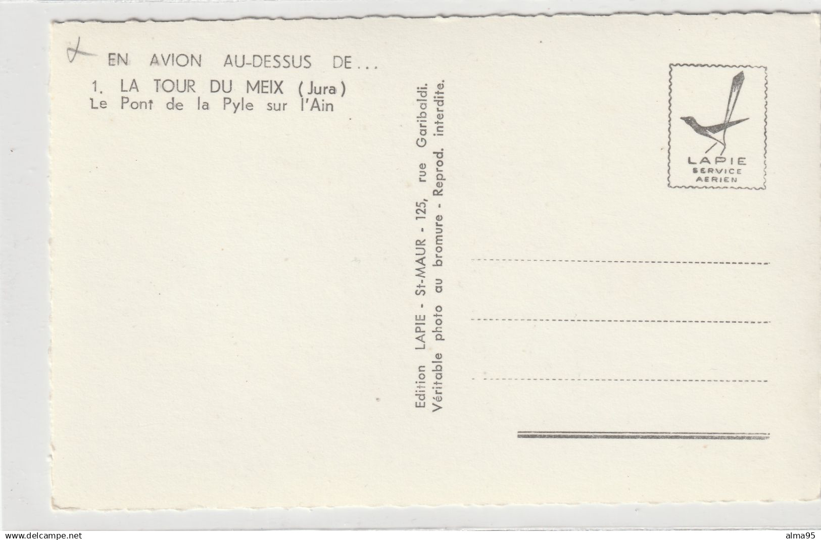 CPSM - 39 -  EN AVION AU DESSUS DE...LA TOUR DU MEIX (Jura) Le Pont De La Pyle Sur L'Ain - Altri & Non Classificati