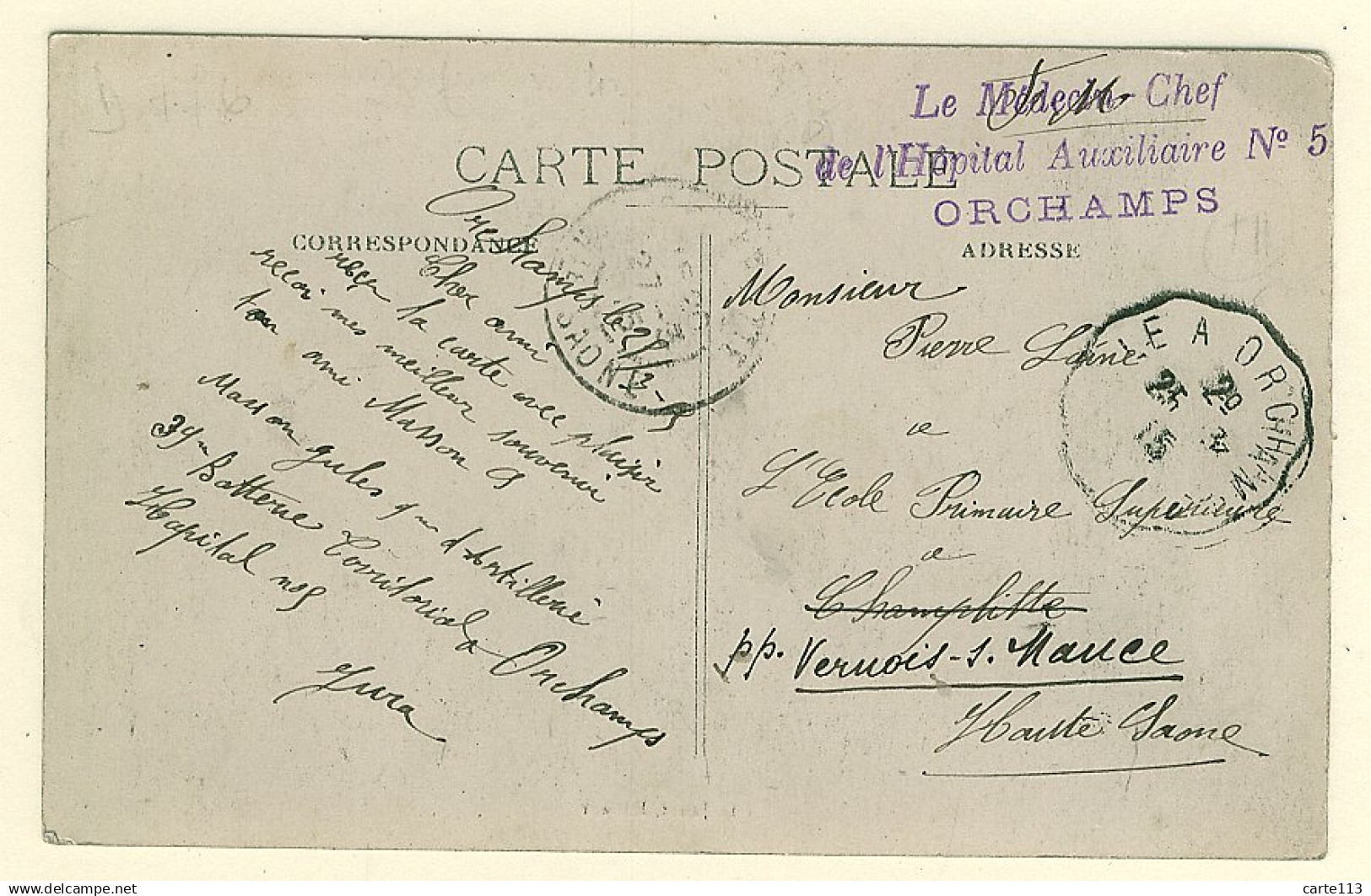 39 - T776CPA - ORCHAMPS - Hopital Auxilliaire De La Croix Rouge - Très Bon état - JURA - Autres & Non Classés