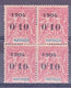 MARTINIQUE - 1904 - YVERT N° 56 * BLOC DE 4 Avec PETITE VARIETE SUR LE 0  - COTE = 140 ++EUROS - - Ungebraucht