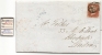 UK - 1847 COVER 1p Imperforate - 4 Margins - Plate 59 BASE DOUBLE Specialised # Bs28f  -complete Entire Cover - Storia Postale