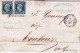 RHONE - 1853 -  LETTRE De VILLEFRANCHE Sur SAONE (PC 3611) Avec RARE YVERT N°10 X2 DOUBLE PORT - 1852 Louis-Napoleon