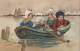 Künstlerkarte Von Florence Hardy: 3 Kinder Im Ruderboot, Meisje, Um 1915 - Hardy, Florence
