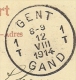 123 Op Kaart Met Stempel GENT / GAND Op 12/08/1914 (Offensief W.O.I) - Zone Non Occupée