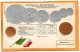 Mexico Coins & Flag Patriotic 1900 Postcard - Monedas (representaciones)