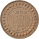 Monnaie, Tunisie, Muhammad Al-Nasir Bey, 10 Centimes, 1917, Paris, TTB+, Bronze - Tunesien