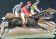 5 CHROMOS DE SCENES DE COURSES DE CHEVAUX - FORMAT 10,5 X 6 Cm - Animali