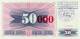 BOSNIA:  50 000 Dinara On 50 Dinara, 1993 UNC *P55b * 13mm High Red Zeroes - 15.10.1993 - Bosnië En Herzegovina