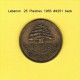 LEBANON   25  PIASTRES  1961  (KM # 16.2) - Libanon