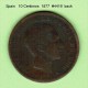 SPAIN   10  CENTIMOS   1877  (KM # 675) - First Minting