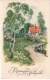 Pentecost Greeting Card - Birch Tree - House - WO 661 - Circulated In Estonia 1930s - Pentecost