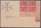 1944-FDC-4 CUBA. REPUBLICA. 1944. DESCUBRIMIENTO DE AMERICA. CRISTOBAL COLON. COLUMBUS. BLOCK 4. PLATE NUMBER. COMPLETE - Ungebraucht