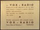 ITALIA - ADVER.  VOX  RADIO - TORINO - Cc 1930 - Otros & Sin Clasificación