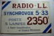 Plaque En Carton - Radio - L.L. - Synchrovox 5-33 - TSF - 5 Lampes 2350F - Paperboard Signs