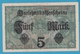 DEUTSCHES REICH 5 MARK 01.08.1917 Alpha # Q.17248957   P# 56b   UNC - 5 Mark