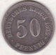 ALLEMAGNE . 50 PFENNIG 1875 G (KARLSRUHE)  . ARGENT - 50 Pfennig