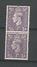 1937 - 47  N° 214  SE-TENANT 4 D. VIOLET FONCER VERTICALE  GEORGES VI  NEUF ** GOMME YVERT TELLIER 4.00 € X 2 = 8.00 € - Unused Stamps