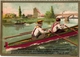 4 Trade Cards Chromo  Rowing Canot Regatta Skiff Sculling Pub Orléans Choc Ibled Chevalier Paris Imprimeur  APPEL C1890 - Aviron