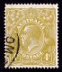 Australia 1928 King George V 4d Olive Small Multi Wmk P14 Used - See Notes - Used Stamps