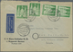 Br Bizone: 1952, 1 DM Grün, 4 Stück Als Portogerechte MeF Auf Übersee-Luftpostbrief (51-55g, Zone III) - Autres & Non Classés