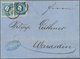 01836 Österreich: 1858/59: 15 Kr. Blau, Type II, Im Paar Geklebt Mit 15 Kr. Dunkelblau, Type I, Auf Unbeha - Ungebraucht