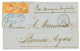 530 1864 Paire 40c(n°23) Obl. ANCRE + Trés Rare Cachet BEARN 25 Janv 64 Sur Lettre (1 Rabat Absent) De BORDEAUX Pour BUE - Maritime Post