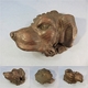 SCULPTURE TETE DE CHIEN EN CHENE + Animal Sculpteur Statue Art Populaire - Wood