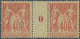 Frankreich: 1876, 40 C. Allegory Brick-red On Creamy Type II In Mint Never Hinged Pair Of Gutters. - Lettres & Documents