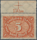 Deutsches Reich - Inflation: 1921, 5 M. Ziffer Im Queroval, Wz. "Waffel" In Der Sehr Seltenen Farbe - Lettres & Documents