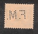 Perfin/perforé/lochung Switzerland No YT161 1921-1942 William Tell  F.M.  Fritz Marti AG, Maschinenfabrik Bern - Perfins