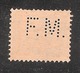 Perfin/perforé/lochung Switzerland No YT 162  1921 William Tell  F.M.  Fritz Marti AG, Maschinenfabrik Bern - Perfins