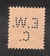 Perfin/perforé/lochung Switzerland No YT138 1914 William Tell  E.W.  C.  Escher-Wyss & Co AG, Maschinenfabrik Zurich - Gezähnt (perforiert)