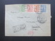 Rumänien 1928 Vierfarbenfrankatur / 4 Marken Einschreiben Brasov Central Recomandate Mit 8 Stempeln Nach Italien - Covers & Documents