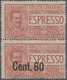 Italien: 1922, 60 C On 50 C Brownish-rose Vertical Pair With And Without Overprint Unused With Origi - Mint/hinged