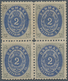 Dänemark: 1871 2s. Grey & Ultramarine, PERF 12½, Block Of Four From Printing 1a, Sheet Pos. A65-66/7 - Ungebraucht