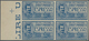 Italien: 1925/1926, 70 Cent. Carmine And 1.25 L Blue Each In Block Of Four Unused, Imperforted With - Oblitérés