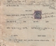 Kishangarh State  1940's Cheque With  1A  Postage & Revenue Stamp  #  24369  D Indien Inde India - Kishengarh