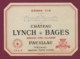 280320C - GIRONDE SUD OUEST Etiquette 1943 Grand Vin CHATEAU LYNCH BAGES Grand Cru Classé PAUILLAC Médoc JC CAZES Propr - Red Wines