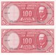 PAREJA CORRELATIVA DE CHILE DE 100 PESOS AÑO 1960 SIN CIRCULAR - UNCIRCULATED (BANK NOTE) - Chile