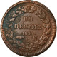 Monnaie, Monaco, Honore V, Decime, 1838, Monaco, TTB+, Cuivre, Gadoury:105 - Charles III.