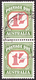 AUSTRALIA 1958 1/- Vertical Pair Carmine & Deep Green Postage Due SGD140 FU - Segnatasse