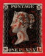 GBR SC #1 U (N,I) 1840 Queen Victoria 3+ Margins W/red MC Cancel CV $370.00 - Usati