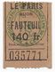 DIJON CINEMA LE PARIS FILM PUCCINI UNE VIE D AMOUR TICKET 140 FR FAUTEUIL ENTREE DU 26 JANVIER 1954 - COTE D OR - Tickets - Entradas