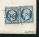 Rare Lettre En Double Port De Toul Pour Chaumont ( 1854 ) Avec Deux N° 10 Présidence - 1852 Luis-Napoléon