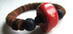 Bracelet Homme, Bracelet Pierre, Corail Rouge, Lave, Cuir, Bijou Original, Bijou Naturel, Bracelet Ethnique, Rustique, - Armbänder