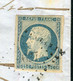 Rare Lettre De Castelfranc ( Lot 1854 ) Avec Un N° 10 Bleu Sur Crème - 1852 Louis-Napoléon