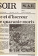 Football - Catastrophe Du Heysel (fac-similé De La Une Du Journal Le Soir, Belgique) Du 30/5/1985 - Historische Dokumente