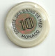 9877" FICHES-CHIPS-SOCIETE' DES BAINS DE MER-MONACO-10 FRANCHI" " - Casino