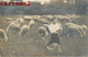 CARTE PHOTO : LUSSAC-LES-CHATEAUX FEMME EN PRIERE AU MILEI DE SES MOUTONS BERGERE BERGER - Lussac Les Chateaux