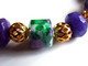 Bracelet Artisanal, Jade, Verre, Cubes Facettés, Bijou Multicolore, Violet, Vert, Perles Filigrane Doré, élégant, Raffin - Armbänder